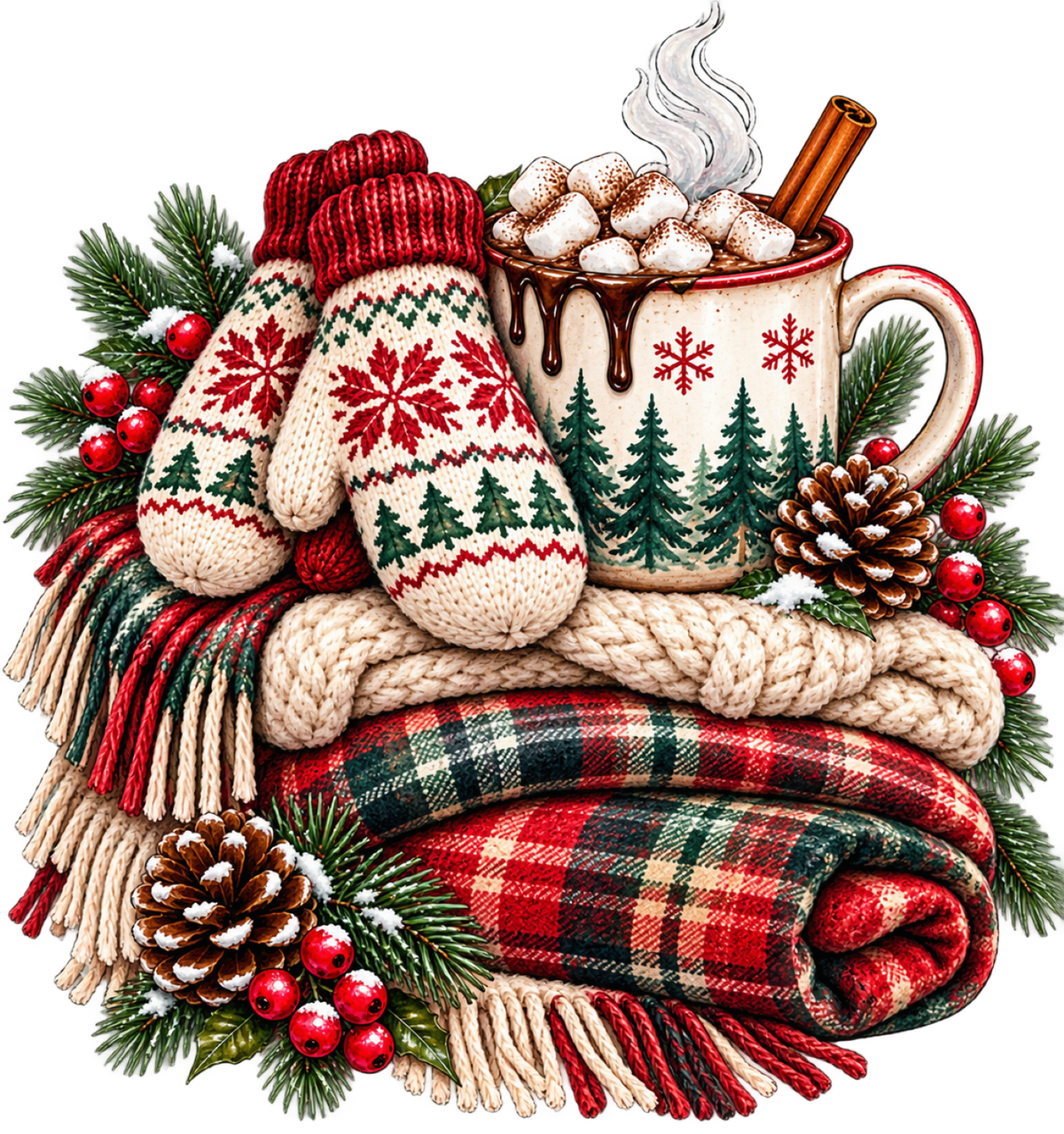 1.75" UVDTF - Mittens and Cocoa
